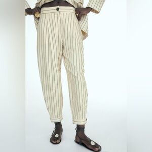 ZARA STRIPED CUFFED‎ HEM PANTS